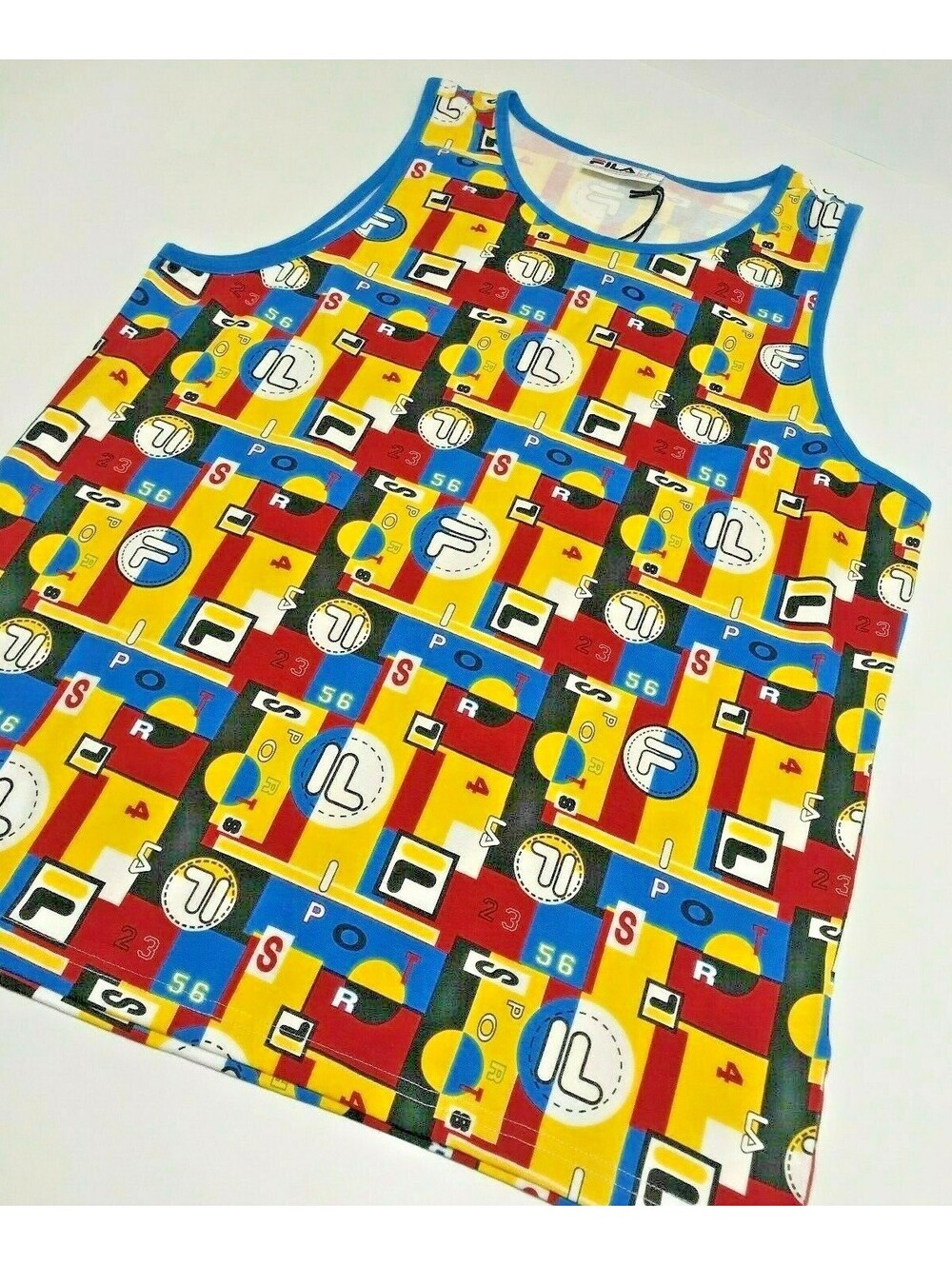 Men's Fila Yellow | Blue | Burgundy All Over Tank Top Shirt
